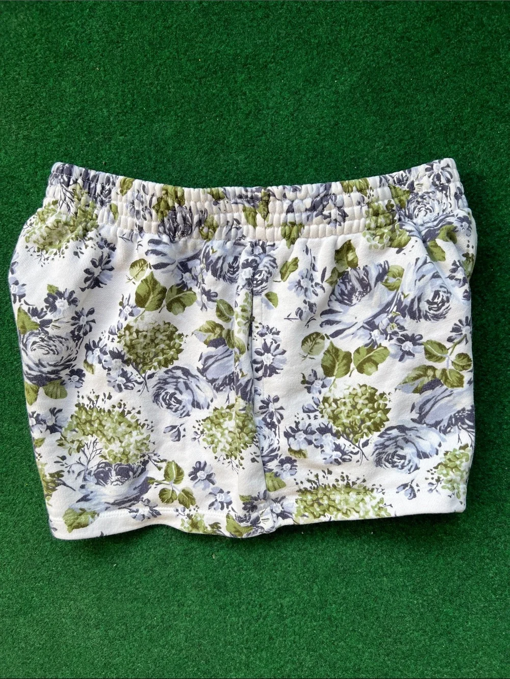 Levi's White Floral Athletic Shorts with Green Accents